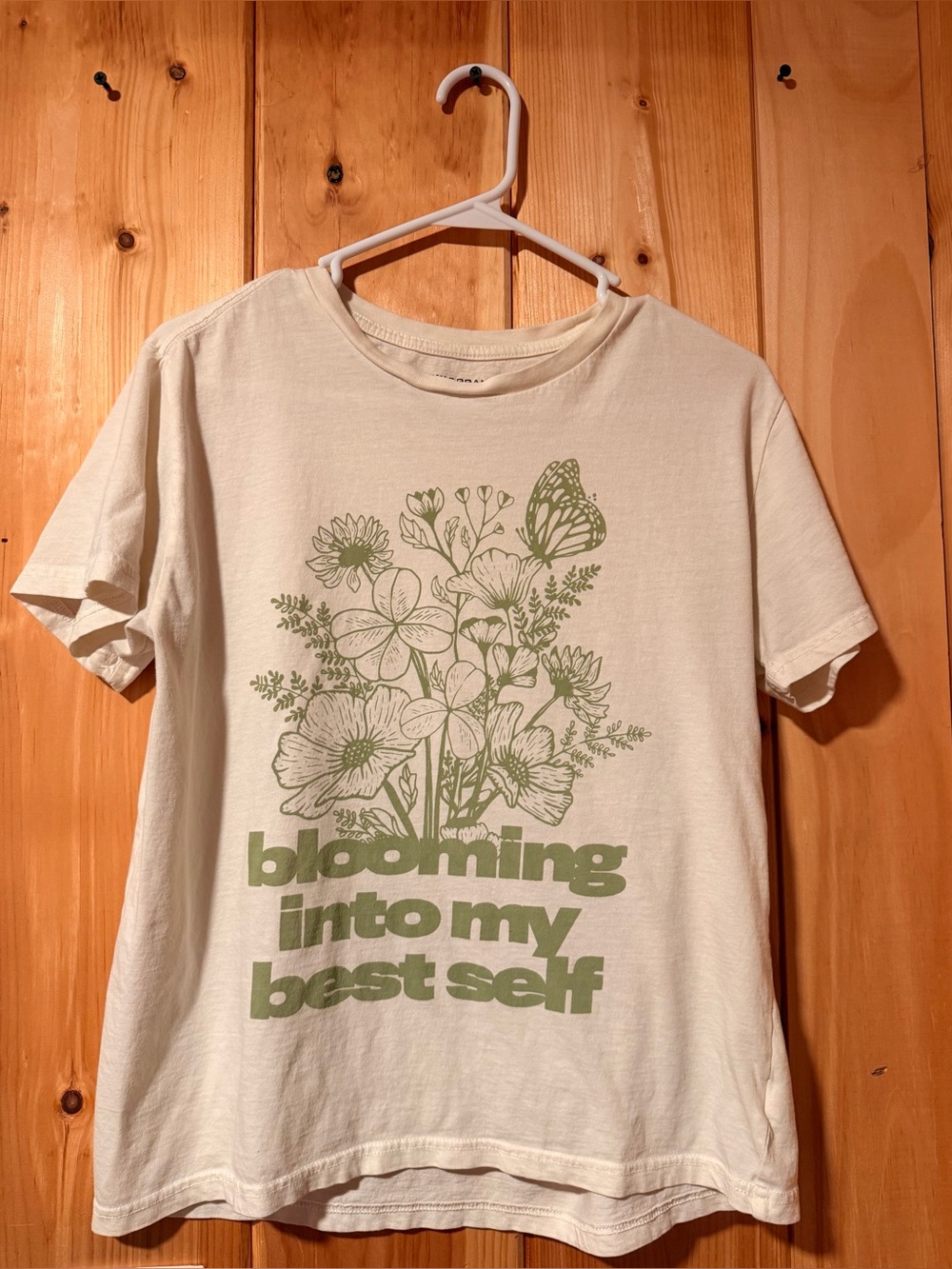 Lucky Brand Cream Tee with Green Botanical Graphic